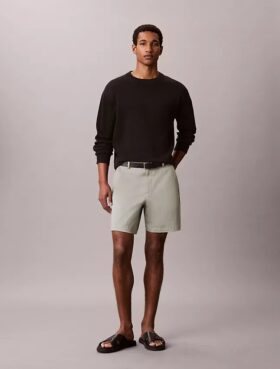 Calções retos em Cotton Stretch