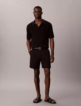 Calções retos em Cotton Stretch