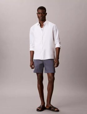 Calções retos em Cotton Stretch
