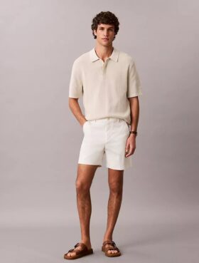 Calções retos em Cotton Stretch