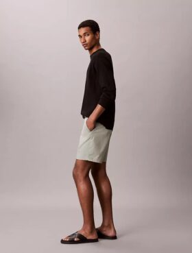 Calções retos em Cotton Stretch