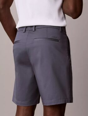 Calções retos em Cotton Stretch