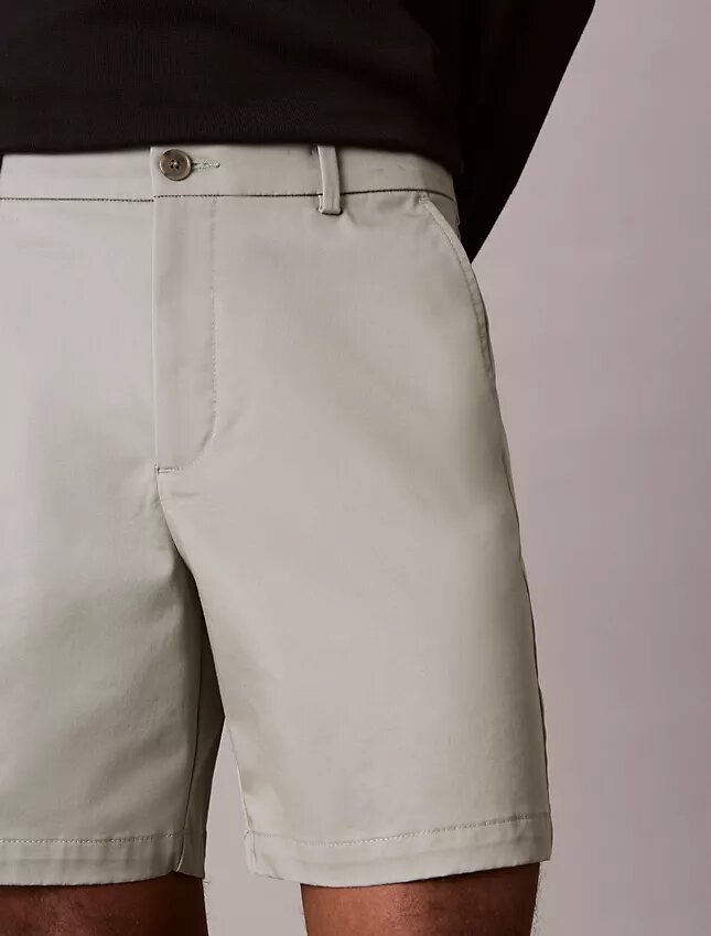 Calções retos em Cotton Stretch Calções retos em Cotton Stretch