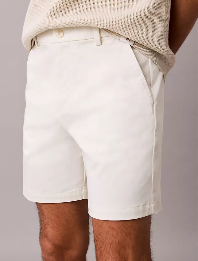 Calções retos em Cotton Stretch Calções retos em Cotton Stretch