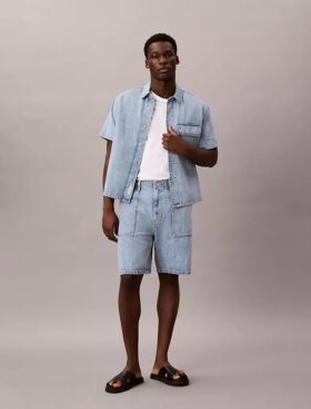 Calções utilitários de Denim