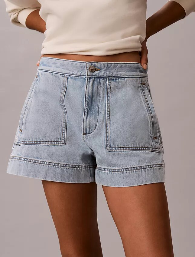 Calções utilitários de Denim Calções utilitários de Denim