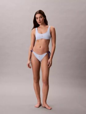 Calção de Bikini com monograma gráfico e atilhos laterais