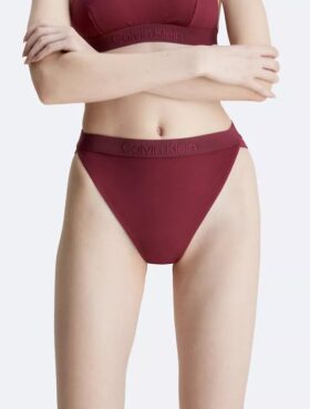 Calço de Bikini de cintura alta em tom sobre tom