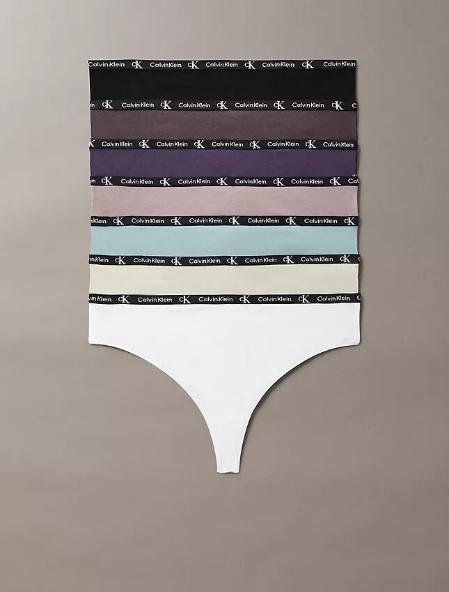 Calvin Klein 1996 Cotton Stretch Thong, Embalagem de 7 Unidades Calvin Klein 1996 Cotton Stretch Thong, Embalagem de 7 Unidades