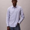 Camisa clássica com botões em listras de Cotton Stretch