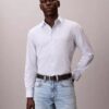 Camisa clássica com botões em listras de Cotton Stretch