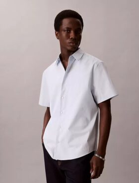 Camisa clássica de botões em Cotton Stretch