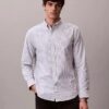 Camisa clássica de botões em oxford de algodão Cotton Stretch às riscas