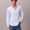 Camisa clássica de botões em oxford de algodão Cotton Stretch às riscas Camisa clássica de botões em oxford de algodão Cotton Stretch às riscas