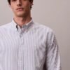 Camisa clássica de botões em oxford de algodão Cotton Stretch às riscas