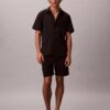 Camisa clássica de botões em seersucker liso Camisa clássica de botões em seersucker liso