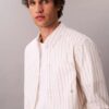 Camisa clássica de botões Oxford às riscas