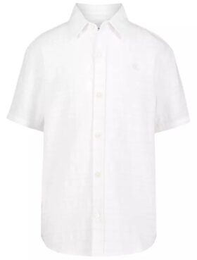 Camisa clássica de botões para meninos com riscas texturizadas