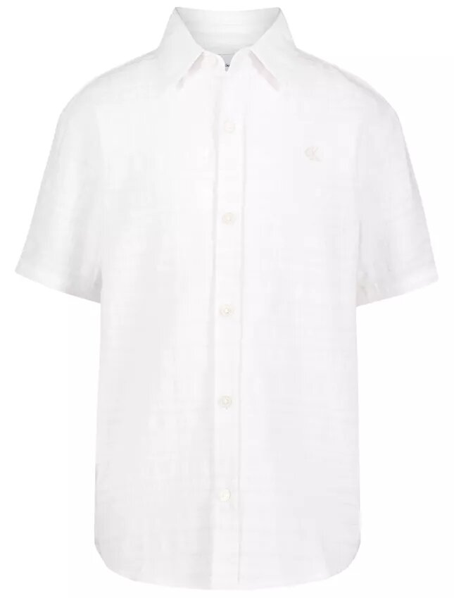 Camisa clássica de botões para meninos com riscas texturizadas Camisa clássica de botões para meninos com riscas texturizadas