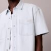 Camisa clássica de Denim de manga curta com botões Camisa clássica de Denim de manga curta com botões