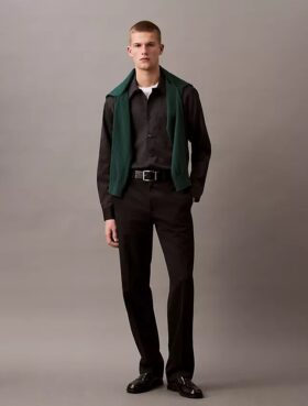 Camisa clássica de flanela com padrão houndstooth e botões