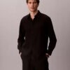 Camisa clássica de linho e algodão com botões Camisa clássica de linho e algodão com botões