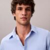 Camisa clássica de popeline lavado com botões Camisa clássica de popeline lavado com botões