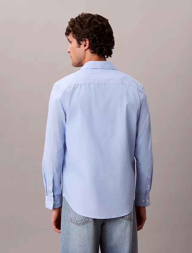 Camisa clássica de popeline lavado com botões Camisa clássica de popeline lavado com botões