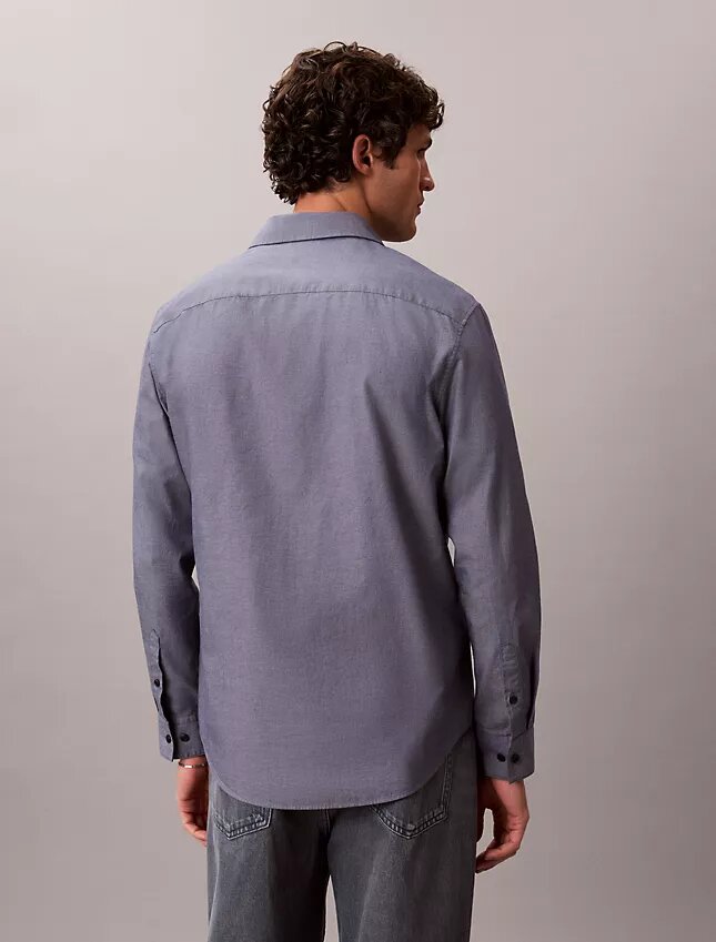 Camisa clássica de popeline lavado com botões Camisa clássica de popeline lavado com botões