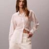 Camisa clássica de voile com botões Camisa clássica de voile com botões