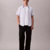 Camisa clássica elástica com riscas tingidas no fio