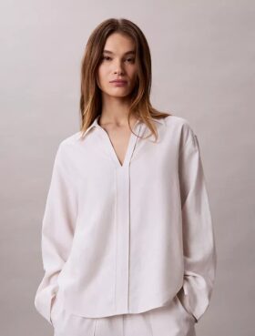 Camisa clássica em mistura de linho