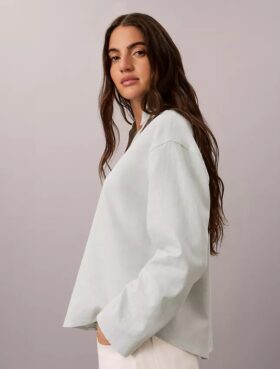 Camisa clássica em mistura de linho