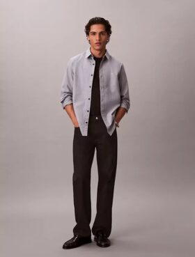 Camisa clássica Oxford lisa com botões