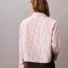 Camisa curta de corte largo com riscas e botões Camisa curta de corte largo com riscas e botões