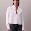 Camisa curta de corte quadrado com botões Camisa curta de corte quadrado com botões