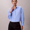 Camisa curta de popeline com botões e corte descontraído Camisa curta de popeline com botões e corte descontraído