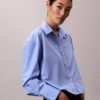 Camisa curta de popeline com botões e corte descontraído Camisa curta de popeline com botões e corte descontraído