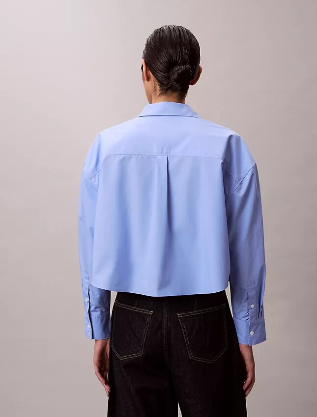 Camisa curta de popeline com botões e corte descontraído Camisa curta de popeline com botões e corte descontraído