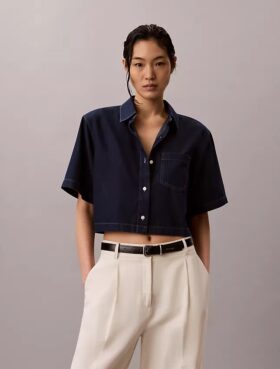 Camisa Curta e Larga em Mistura de Lyocell