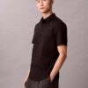 Camisa de algodão elástico com botões e corte justo Camisa de algodão elástico com botões e corte justo