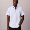 Camisa de algodão elástico com riscas finas e botões Camisa de algodão elástico com riscas finas e botões