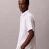 Camisa de algodão elástico com riscas finas e botões Camisa de algodão elástico com riscas finas e botões