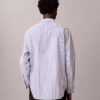Camisa de algodão às riscas com botões e corte descontraído Camisa de algodão às riscas com botões e corte descontraído