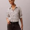 Camisa de botões com aba enrolada em Lyocell Camisa de botões com aba enrolada em Lyocell