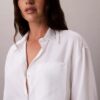 Camisa de botões com aba enrolada em Lyocell Camisa de botões com aba enrolada em Lyocell