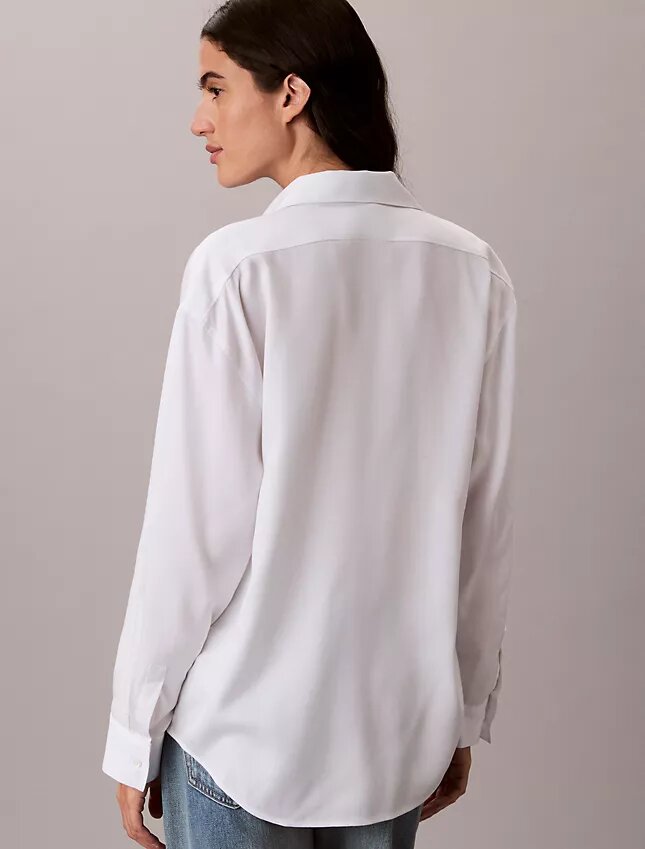 Camisa de botões com aba enrolada em Lyocell Camisa de botões com aba enrolada em Lyocell