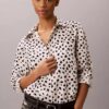 Camisa de botões com aba enrolada em Lyocell Camisa de botões com aba enrolada em Lyocell