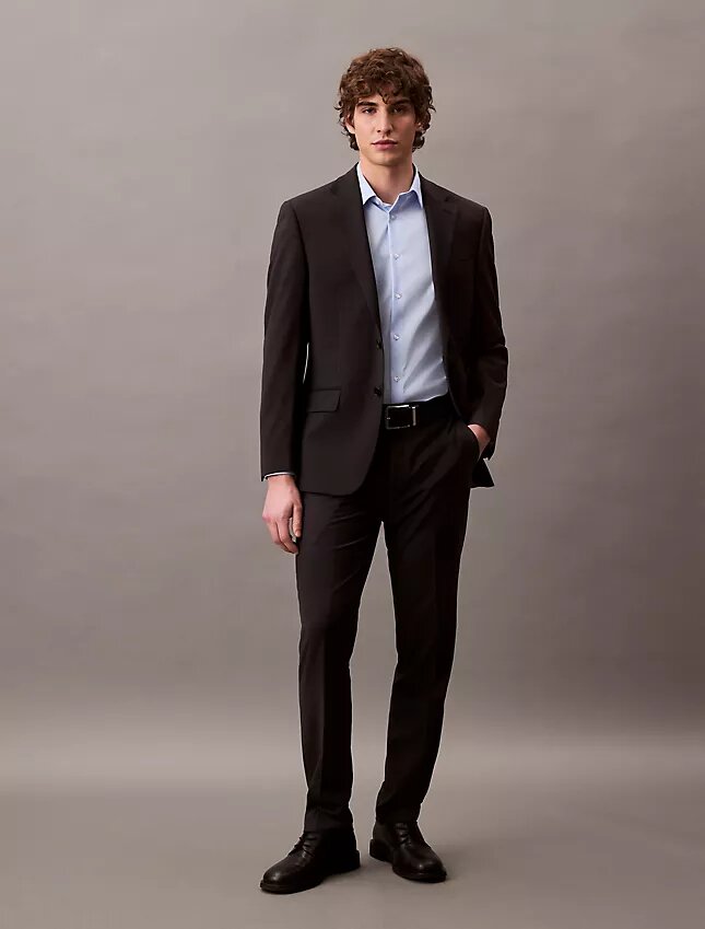 Camisa de botões com corte justo e elástico Camisa de botões com corte justo e elástico