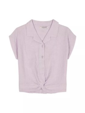 Camisa de botões com nó para meninas